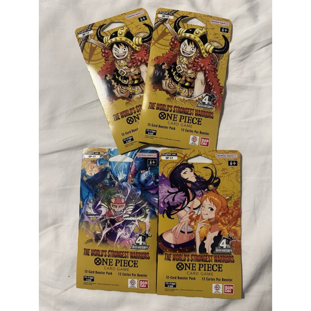 One Piece 4 Single Pack Set 12 OP-17 The Worlds Strongest Warriors (In-Hand)
